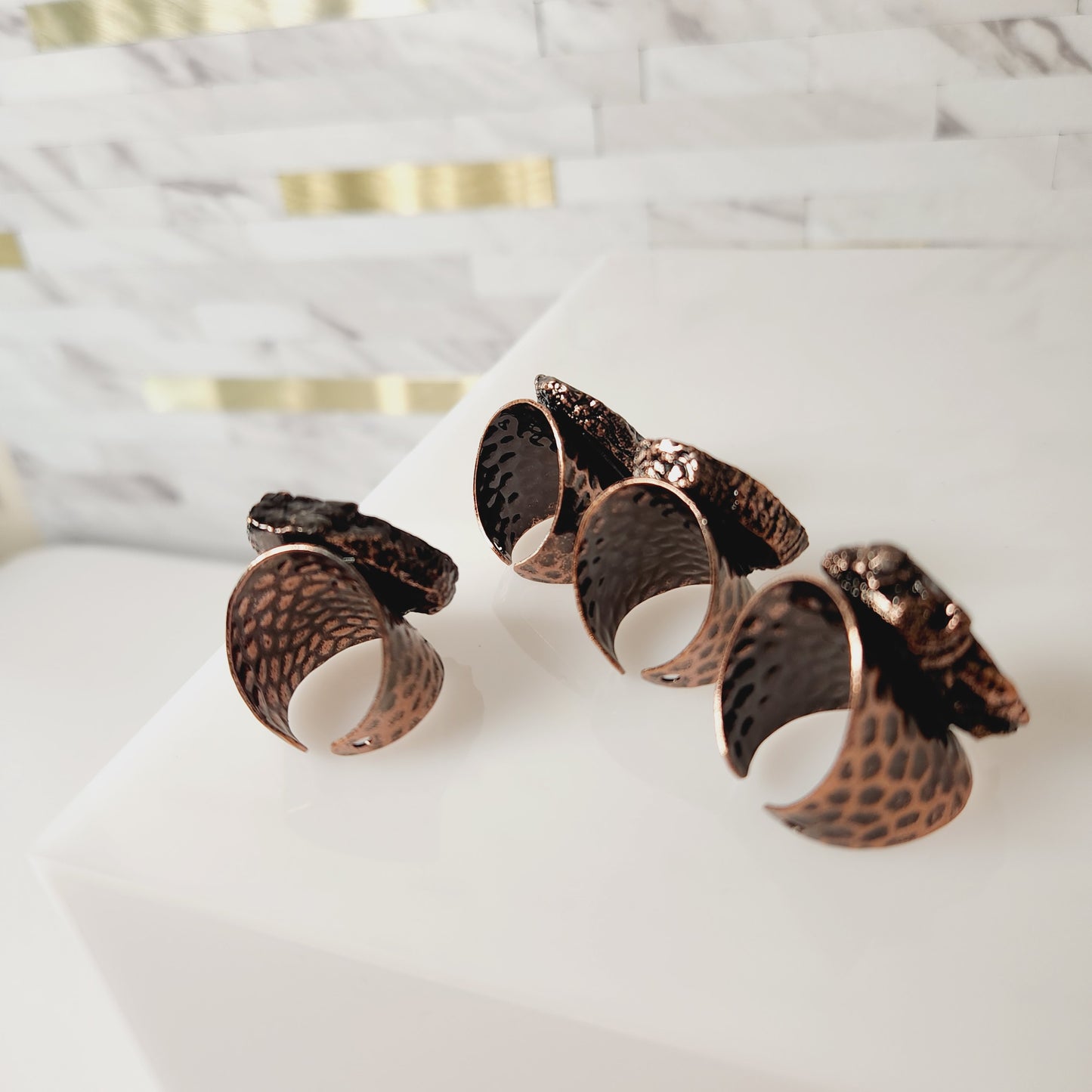 Natural Druzy Agate Gemstone Adjustable Ring