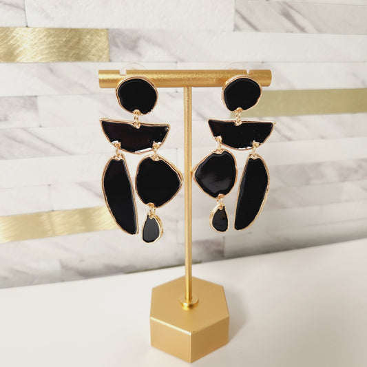 Black & Gold Geometric Shape Earrings