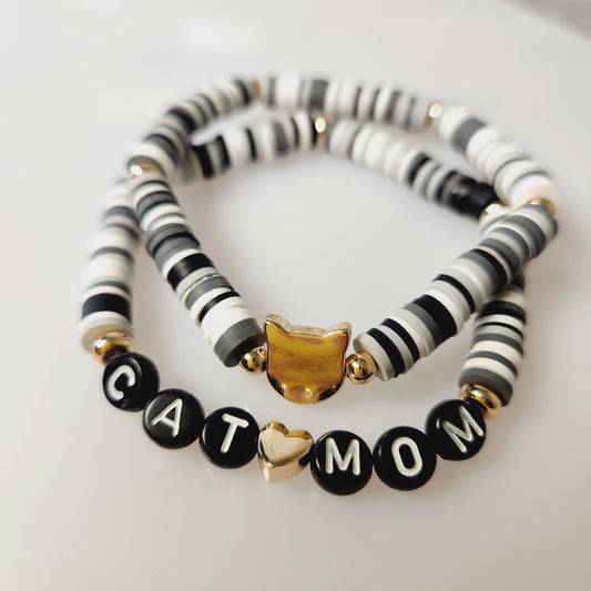 Stretchy Cat Mom Bracelet Set