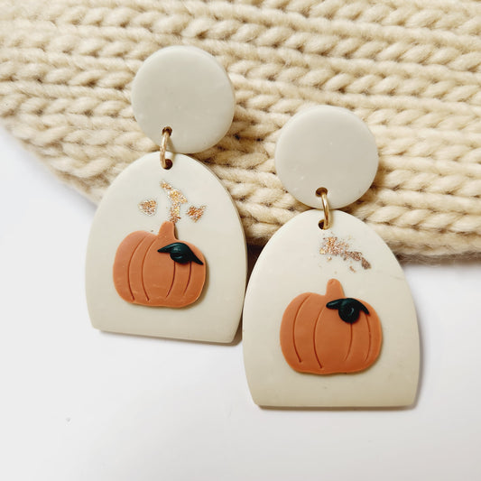 Polymer Clay Modern Pumpkin Earrings