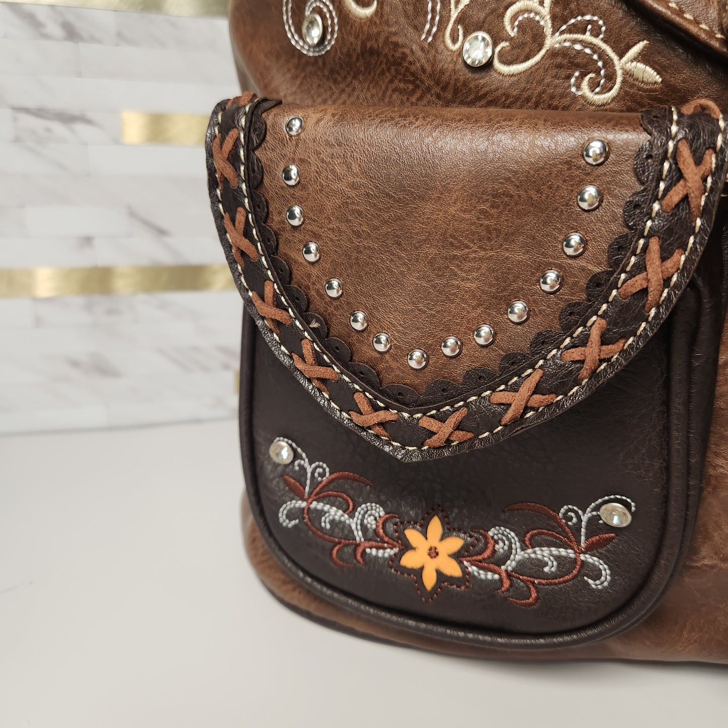 Brown Western Backpack with Buckle